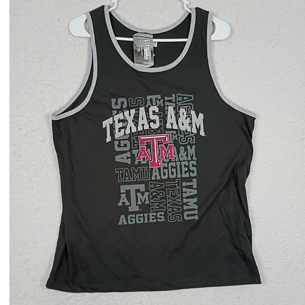 Majestic Tank Top Mens L Black Texas A&M Aggies Collegiate Graphic Sleeveless